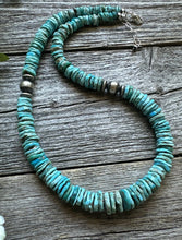 Load image into Gallery viewer, Southwestern Sterling Silver Blue Turquoise Bead Necklace. 18 inch