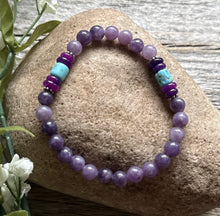 Load image into Gallery viewer, Multi Stone Purple 6.5 Inch Stretch Elastic Stretchy Bead Bracelet Gift