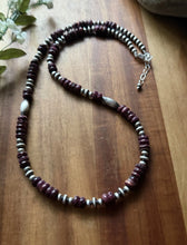 Load image into Gallery viewer, Sterling Silver Purple Spiny Oyster W Multi Bead Pearls Necklace. 24 inch. Gift