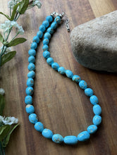 Load image into Gallery viewer, Sleeping Beauty Turquoise Sterling Silver Nuggets Bead Necklace 18 inch Gift