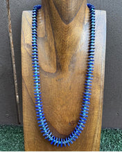 Load image into Gallery viewer, Sterling Silver Graduated Blue Lapis Turquoise Bead Necklace. 26 inch. Gift