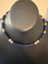 Load image into Gallery viewer, Sterling silver lapis pink conch bead necklace 18 inch