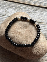 Load image into Gallery viewer, Black Onyx Freshwater Pearl 6.5 Inch Stretch Elastic Stretchy Bead Bracelet Gift