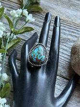 Load image into Gallery viewer, Native American Sterling Silver Kingman Turquoise Ring. Size 8. Mary Ellen