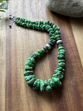 Load image into Gallery viewer, Sterling Silver Green Turquoise Nuggets W Pearls Bead Necklace. 18 Inch