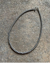Load image into Gallery viewer, 4mm 36 Inch 925 Sterling Silver Oxidized Pearls Bead Necklace Southwestern