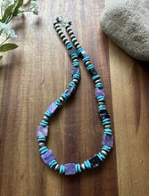 Load image into Gallery viewer, Sterling Silver Purple Charoite Blue Turquoise Pearls Bead Necklace 18 Inch Gift