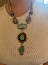 Load image into Gallery viewer, Navajo sterling silver royston turquoise lariat necklace