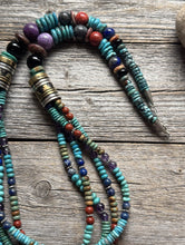 Load image into Gallery viewer, Tommy Rosita Singer T R Sterling Silver Multi Strand Turquoise Bead Necklace 30”