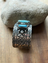 Load image into Gallery viewer, Navajo Native American Sterling Silver Blue Turquoise Row Cuff Bracelet C Yazzie