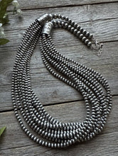 Load image into Gallery viewer, 4mm Multi 10 Strand 925 Sterling Silver Oxidized Pearls Bead Necklace 24 Inch