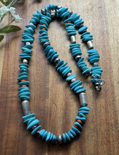Load image into Gallery viewer, Sterling Silver Multi Stone Turquoise Nuggets Pearls Bead Necklace 26 Inch