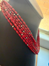 Load image into Gallery viewer, Sterling silver red coral necklace 24 inch