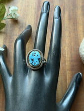 Load image into Gallery viewer, Vintage Old Pawn Navajo Sterling Silver Blue Turquoise Ring Size 7.5