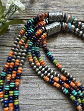 Load image into Gallery viewer, Sterling Silver Multi Stone Strand W Pearls Bead Necklace 30 inch
