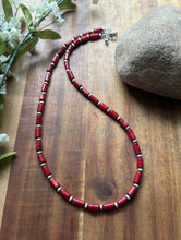 Load image into Gallery viewer, Southwestern Sterling Silver Red Coral W Pearls Bead Necklace 18 inch Gift