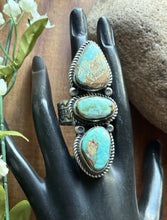Load image into Gallery viewer, Native American Sterling Silver Royston Turquoise Adjustable Ring. K Yazzie