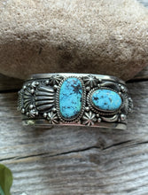 Load image into Gallery viewer, Navajo Native Sterling Silver Turquoise Cuff Bracelet H Piasso