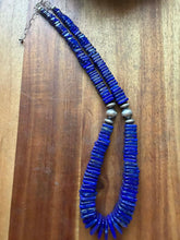 Load image into Gallery viewer, Sterling silver lapis graduated bead necklace 18 inch