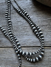 Load image into Gallery viewer, 4mm - 8mm Multi Graduated Sterling Silver Oxidized Pearls Bead Necklace 60 Inch