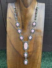 Load image into Gallery viewer, Navajo Handmade Sterling Silver Pink Conch Lariat Pearls Chain Bead Necklace E