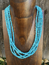 Load image into Gallery viewer, Southwestern Sterling Silver Blue Turquoise Multi Strand Bead Necklace. 20 inch