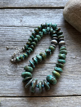Load image into Gallery viewer, Sterling Silver Blue Green Graduated Turquoise Nuggets Bead Necklace 18 inch