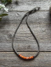 Load image into Gallery viewer, Orange Spiny Oyster 4mm Sterling Silver Pearls Choker Bead Necklace 16 Inch Gift