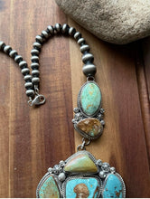 Load image into Gallery viewer, Navajo Sterling Silver Blue Green Royston Turquoise Cluster Lariat Necklace KY