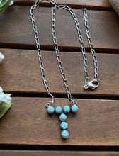 Load image into Gallery viewer, Navajo Sterling Silver Turquoise Alphabet T Chain Necklace KY