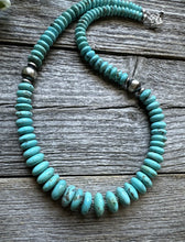 Load image into Gallery viewer, Southwestern Sterling Silver Blue Turquoise Bead Necklace. 18 inch