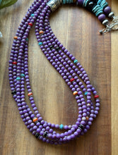 Load image into Gallery viewer, Sterling Silver Multi Strand Stone Purple Pearls Bead Necklace. 26 inch