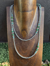 Load image into Gallery viewer, Long Sterling Silver Graduated Blue Green Turquoise Bead Necklace. 40 inch