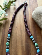 Load image into Gallery viewer, SterlingSilver Purple SpinyOyster SleepingBeauty Sonoran Turquoise Bead Necklace