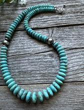 Load image into Gallery viewer, Southwestern Sterling Silver Blue Turquoise Bead Necklace. 18 inch