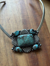 Load image into Gallery viewer, Native American Sterling Silver Turquoise Cluster Pendant Necklace TJ