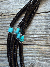 Load image into Gallery viewer, Sterling silver black onyx turquoise necklace 24 inch