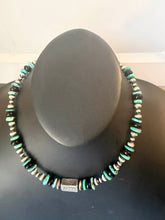 Load image into Gallery viewer, Sterling silver turquoise black onyx necklace 18 inch