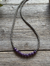 Load image into Gallery viewer, Purple 4mm Sterling Silver Pearls Choker Bead Necklace. 16 Inch. Gift