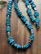 Load image into Gallery viewer, Sterling Silver Multi Stone Turquoise Nuggets Pearls Bead Necklace 26 Inch