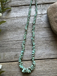 Sterling Silver Number 8 Turquoise Nuggets Bead Necklace Strand. 18 inch