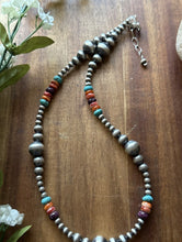 Load image into Gallery viewer, Sterling Silver Multi Stone Pearls 4mm-10mm Choker Bead Necklace 16 inch