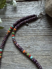 Load image into Gallery viewer, Sterling Silver Purple Spiny Oyster Multi Stone Bead Necklace. 18 inch. Gift