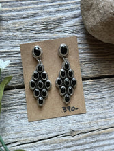 Load image into Gallery viewer, Navajo Native American Sterling Silver Black Onyx Cluster Earrings. Gift Geneva