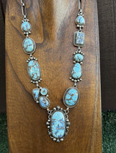 Load image into Gallery viewer, Navajo Sterling Silver Golden Hills Turquoise Lariat Chain Necklace Mary Ellen