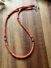 Load image into Gallery viewer, Sterling Silver Orange Bamboo Coral Multi Stone Bead Necklace. 18 Inch Gift