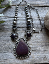 Load image into Gallery viewer, Navajo Sterling Silver Purple Sugilite Lariat Y Chain Bead Necklace KY