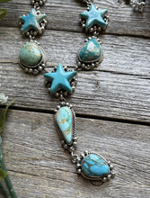 Load image into Gallery viewer, Navajo Sterling Silver Star Blue Green Turquoise Lariat Y Bead Necklace KY