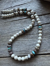 Load image into Gallery viewer, Southwestern Sterling Silver Brown Wild Horse Turquoise Bead Necklace. 18 inch