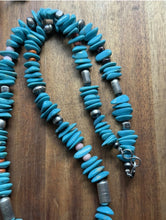 Load image into Gallery viewer, Sterling Silver Multi Stone Turquoise Nuggets Pearls Bead Necklace 26 Inch